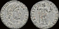 Roman AE follis Valentinian I AE follis emperor standing facing -