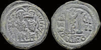 Byzantine follis Justin II & Sophia AE follis Large M -