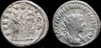 Roman antoninianus Saloninus, as Caesar, silvered antoninianus Saloninus standing right -