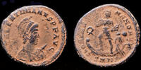 Roman maiorina Valentinian II AE maiorina emperor standing on galley -