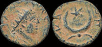 Mesopotamia AE14 Mesopotamia Carrhae Elagabalus AE14 crescent with pendant fillets -