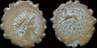Seleucid Kingdom AE serrate Seleucid Kingdom Antiochos VI Dionysos AE serrate panther standing left -