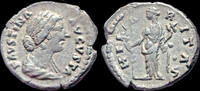 Roman denarius Faustina II AR denarius Hilaritas standing left -