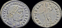 Roman follis Maximian Herculius AE follis Genius standing left -