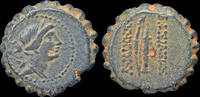 Seleucid Kingdom AE serrate Seleucid Kingdom Demetrios I Soter AE serrate bow and quiver -