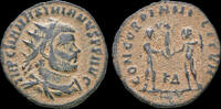 Roman radiate Maximianus AE radiate Jupiter presents Victory on globe -