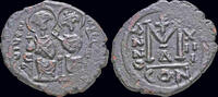 Byzantine follis Justin II & Sophia AE follis Large M -