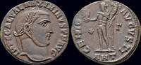 Roman follis Maximinus II Daia AE follis Genius standing left -