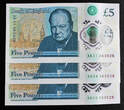 UK (Great Britain) 2016 England POLYMER 3 X £5 MATCHING Serial 363528 UNC SPL