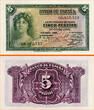 1935 Spain 10 Consecutive 5 Peasta Pick-85 Gem UNC SPL