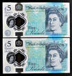 UK (Great Britain) 2016 England POLYMER 2 X £5 MATCHING Serial 360483 UNC SPL