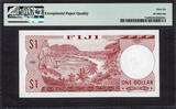 One Dollar 1974 Fiji  ND QEII Prefix- A/8 Pick-71a GEM UNC PMG 66 EPQ