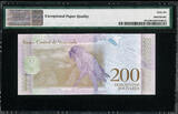 200 Bolivares 2018 Venezuela  SOLID Serial 88888888 Pick-107a GEM UNC PMG 66 EPQ