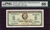 Ireland Pound Northern Ireland One Pick-245 GEM UNC PMG 66 EPQ -