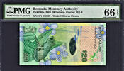 2009 Bermuda $20 Hybrid Polymer 1st Prefix LOW # A/1 000039 P-60a GEM UNC PMG 66
