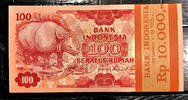 Indonesia 100 Rupiah Indonesia ORIGINAL BUNDLE 100 Consecutive Pick-116 GEM UNC -