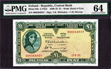 Ireland Pound Ireland Lady Lavery One dated 17-9-1970 Pick-64b Ch UNC PMG 64 -