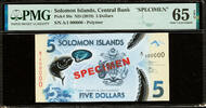5 Dollars Solomon Islands Polymer ND SPECIMEN Pick-38s GEM UNC PMG 65 EPQ -