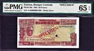 Guinea 50 Francs Guinea SPECIMEN AA 0000000 Pick-29s GEM UNC PMG 65 EPQ -