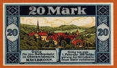 Germany 20 Mark German Notgeld Kriegsnotgeld Maulbronn UNC -