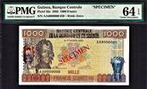 Guinea 1000 Francs Guinea SPECIMEN AA 0000000 Pick-32s Ch UNC PMG 64 EPQ -