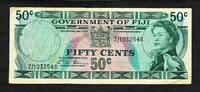 South Pacific 50 Cents Fiji QEII ND REPLACEMENT (Z/1) Pick-64br MWR-RA2 Very Fine -