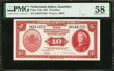 10 Gulden Netherlands Indies Pick-114a About UNC PMG 58 -