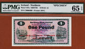 Ireland 1 Pound Ireland, Northern Bank Ltd SPECIMEN Pick-187s Gem UNC PMG 65 EPQ -