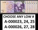 5 Pa'anga Tonga FIRST Prefix CHOOSE Any LOW Serial A 000023 - 28 P-39 UNC -