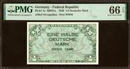 Germany Germany - Allied Occupation Post WWII 1/2 Mark 1948 Pick-1a GEM UNC PMG 66 EPQ -