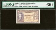 Malaya - British Administration 1941 KGVI One Cent Pick-6 GEM UNC PMG 66 EPQ