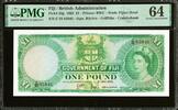Fiji Fiji One Pound 1st May 1965 QEII Pick-53g CH UNC PMG 64 Rare ! -