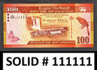100 Rupees Sri Lanka SOLID Serial 111111 Pick-125d UNC -