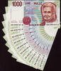Italy 1000 Lire Italy 1000 Lire 10 Consecutive Pcs 1990 Pick-114b Gem UNC -