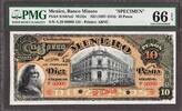 Mexico 10 Pesos SPECIMEN ND (1897-1914) Pick-S164As2 M133s GEM UNC PMG 66 EPQ