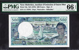 500 Francs New hebrides ND Sign # 1 Pick-19a GEM UNC PMG 66 EPQ -