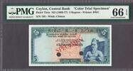 Ceylon Ceylon 5 Rupees ND (1969-77) COLOR TRIAL SPECIMEN Pick-73cts GEM UNC PMG 66 EPQ -