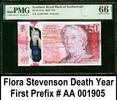 Scotland Scotland 50 Pounds 2020 Flora Stevenson Year AA 001905 P-373a GEM UNC PMG 66 EPQ -