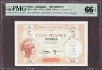 New Caledonia - Indochina 5 Francs SPECIMEN (ca. 1926) P-36bs GEM UNC PMG 66 EPQ