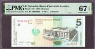 El Salvador  El Salvador 5 Colones 1998 Pick-147b SUPERB GEM UNC PMG 67 ... 85,88 EUR  + 19,75 EUR frais d'envoi
