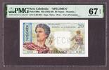New Caledonia New Caledonia 20 Francs SPECIMEN ND 1945-58 Pick-50bs Superb GEM UNC PMG 67 EPQ -