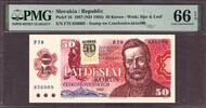 Slovakia  Slovakia 50 Korun 1987 (ND 1993) Pick-16 GEM UNC PMG 66 EPQ  85,88 EUR  + 19,75 EUR frais d'envoi