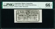 1/2 Real Argentina Plata Boliviana Pick-S1517r GEM UNC PMG 66 EPQ TOP GRADE -