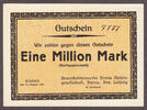 Germany Mark German Notgeld One Million SOLID Serial # 7777 CH UNC -