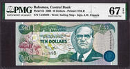 Bahamas 10 Dollars Bahamas 2000 Pick-64 SUPERB GEM UNC PMG 67 EPQ -