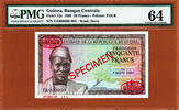 Guinea 50 Francs Guinea TDLR Specimen Pick-12s CH UNC PMG 64 -