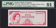 5 Shillings Jamaica  1960 (1964) QEII Pick-51Ad CH UNC PMG 64