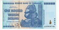 Zimbabwe 100 Trillion Dollars 2008 Highest denomination of hyperinflatio... 250,00 EUR  + 10,00 EUR frais d'envoi