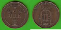 Schweden 5 Öre Oskar II. 1872-1907 -