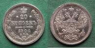 Russland 20 Kopeken Nikolaus II. 1894-1917, sehr hübsch -